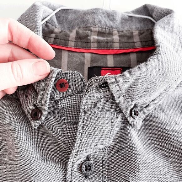 Quiksilver Mens Short Sleeve Button-Down Shirt Gray Size XL - Picture 3 of 7